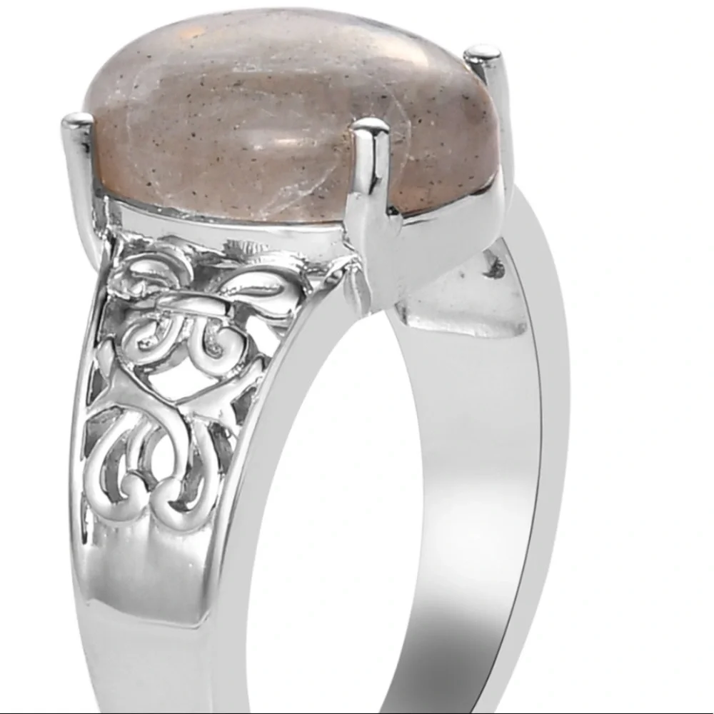 Fire Labradorite Solitaire Ring